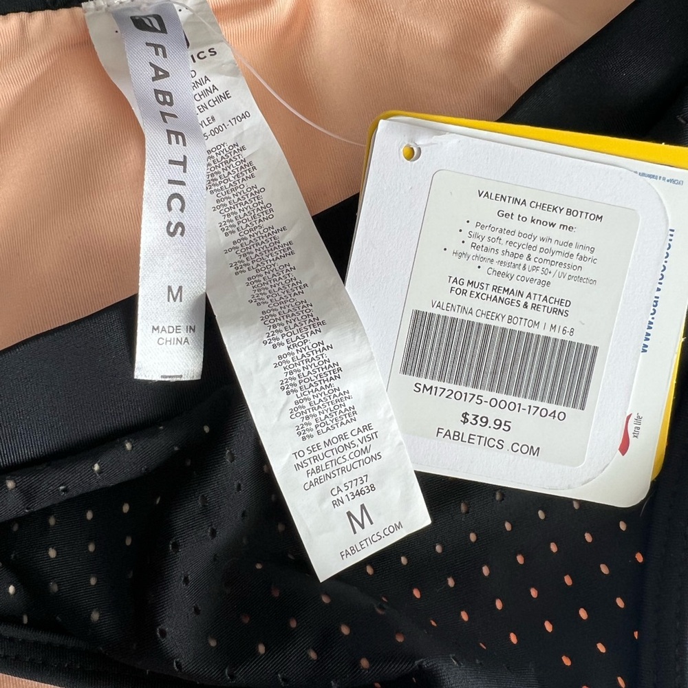 NWT Fabletics Valentina Black Preforated Bikini Set Swimsuit - Picture 9 of 11